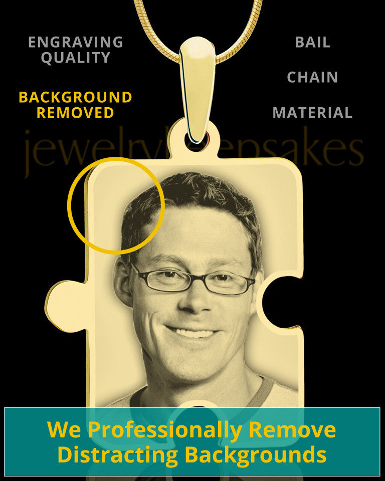 Photo Engraved Large Puzzle Pendant Gold Plated