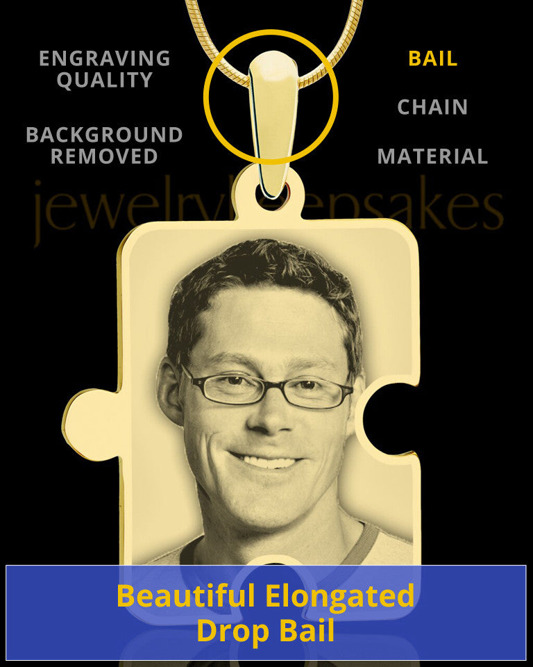 Photo Engraved Large Puzzle Pendant Gold Plated