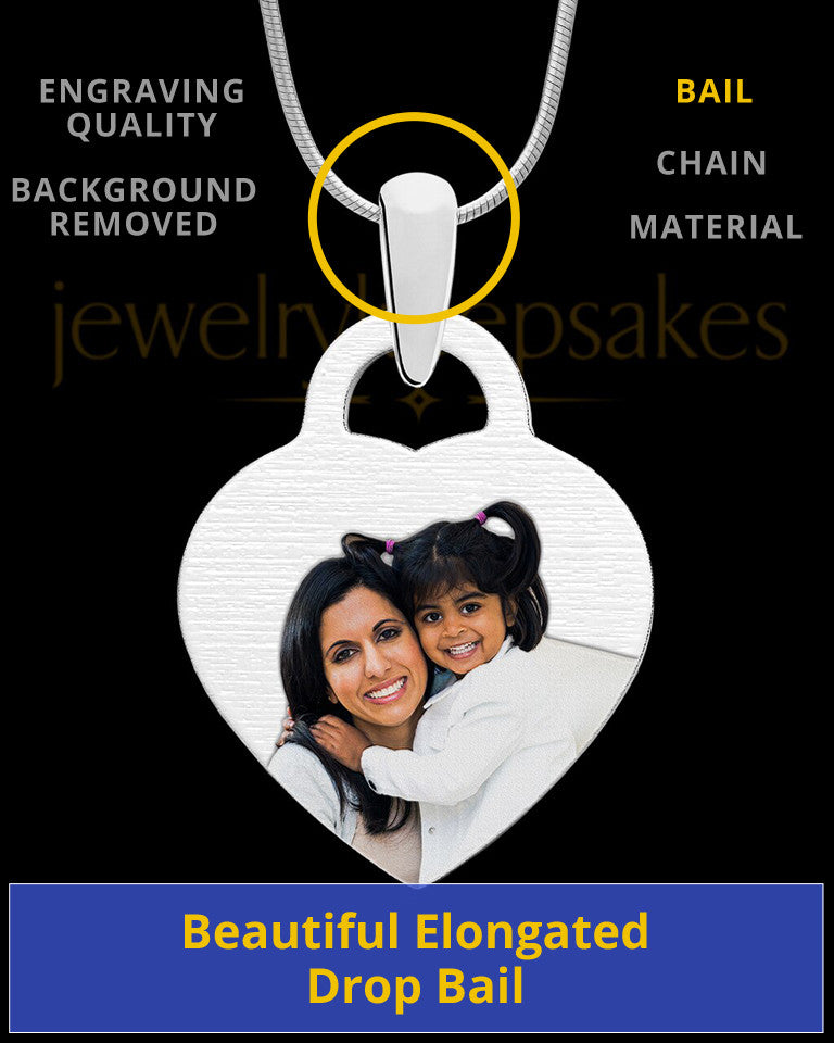 Photo Engraved Small Heart Full Color Pendant Stainless Steel