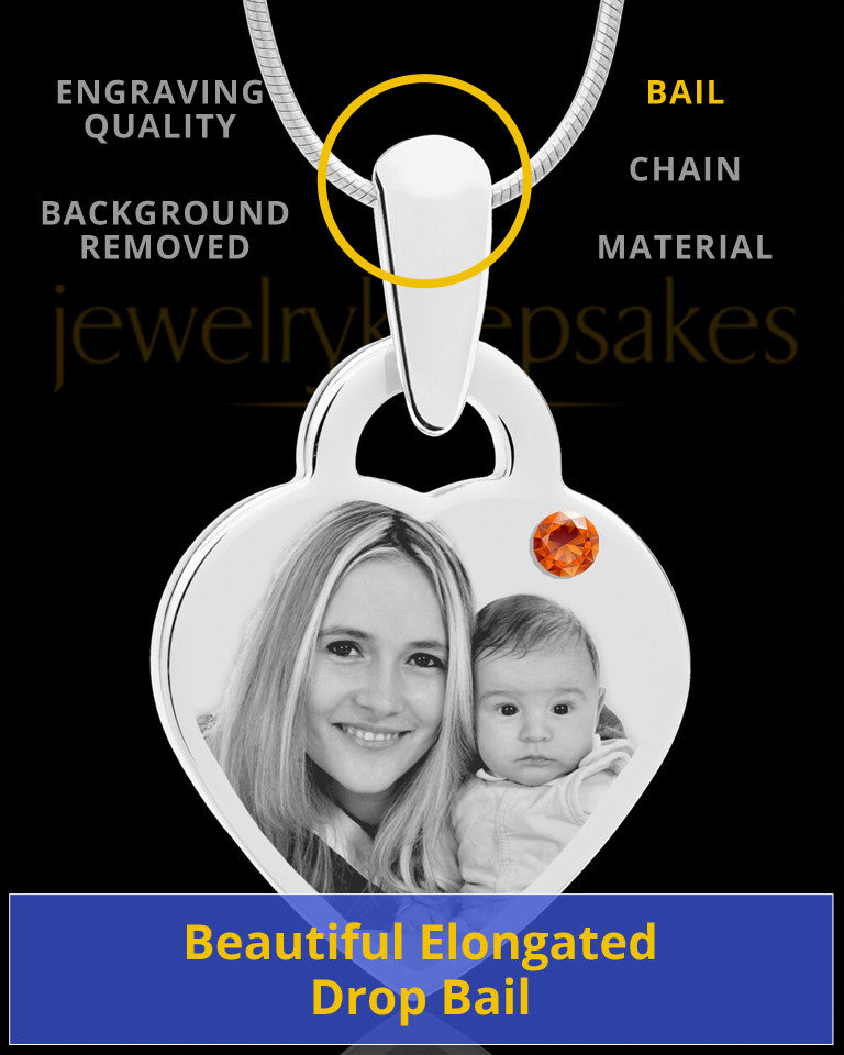 November Small Heart Stainless Photo Engraved Pendant