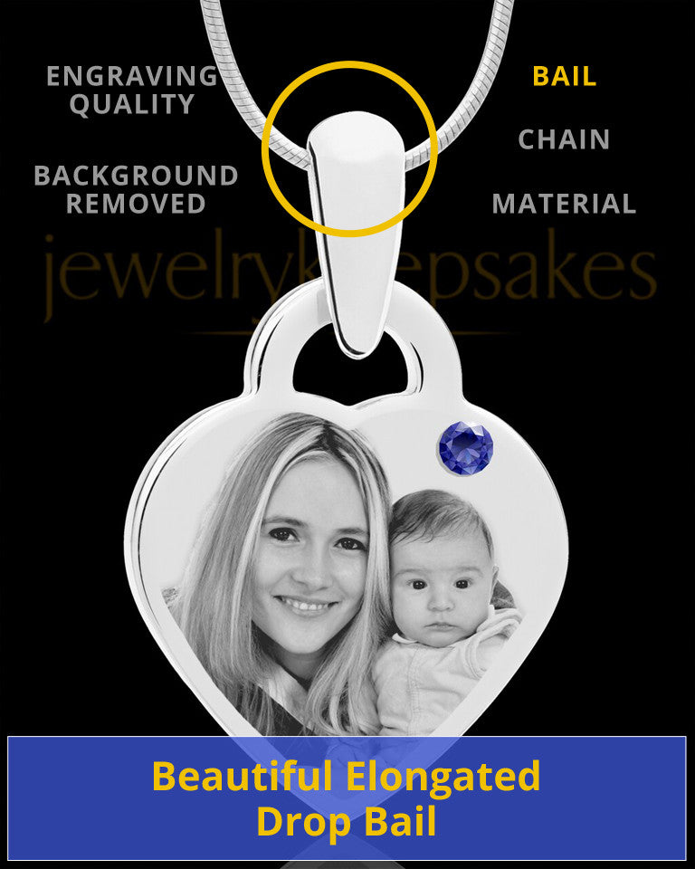 September Small Heart Stainless Photo Engraved Pendant