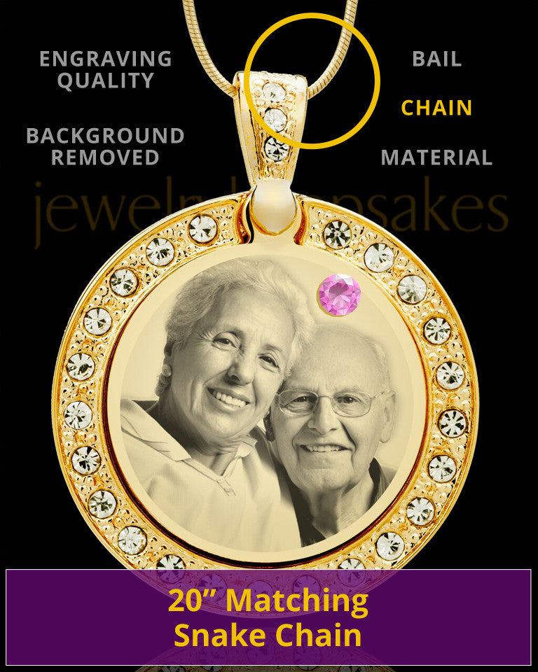 June Gold Gem Circle Birthstone Photo Pendant