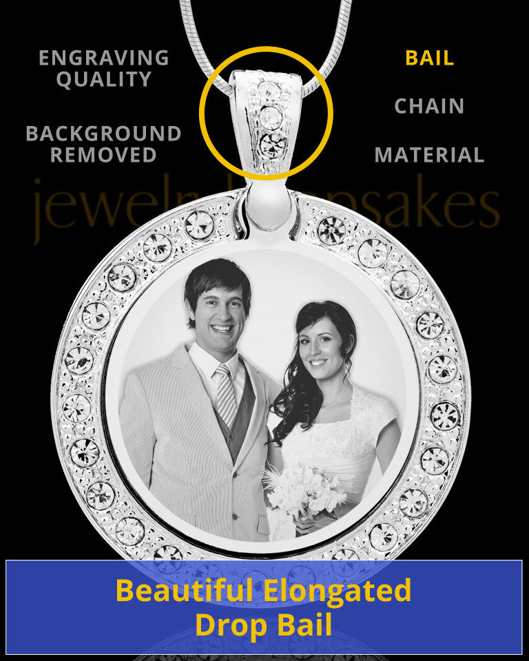 Custom Photo Engraved Pendant Necklace Gem Circle