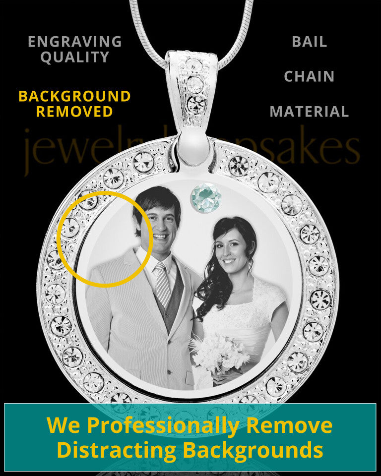 April Birthstone Gem Circle Photo Engraved Pendant