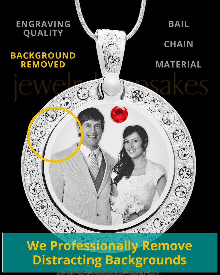 July Birthstone Gem Circle Photo Engraved Pendant