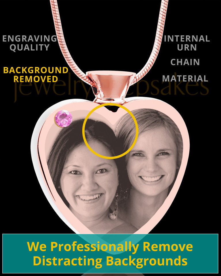 June Rose Gold Plated Heart Photo Engraved Cremation Pendant
