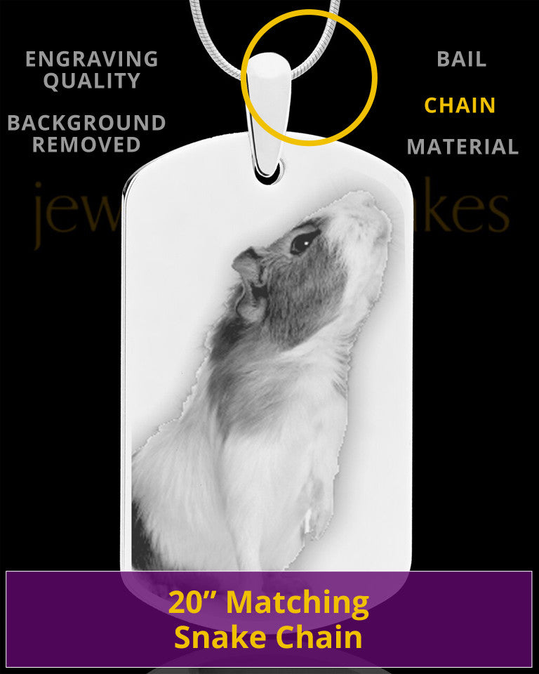 Photo Engraved Large Dog Tag Pet Pendant Stainless Steel
