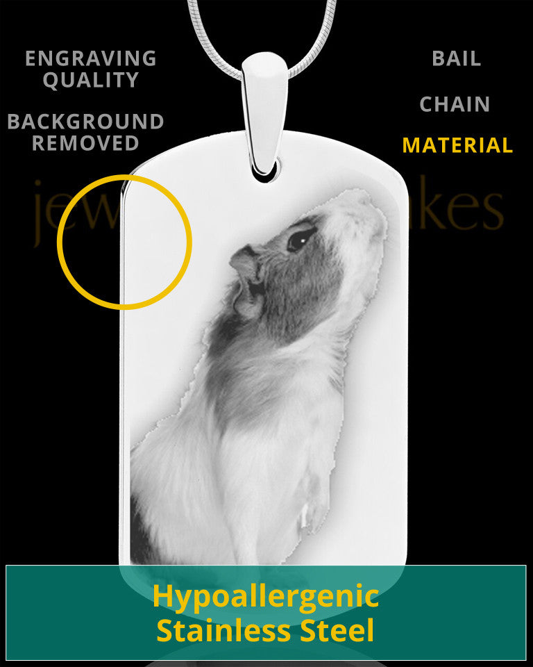 Photo Engraved Large Dog Tag Pet Pendant Stainless Steel