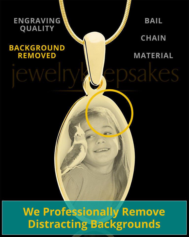 Photo Engraved Oval Pet Pendant Gold Plated over Stainless