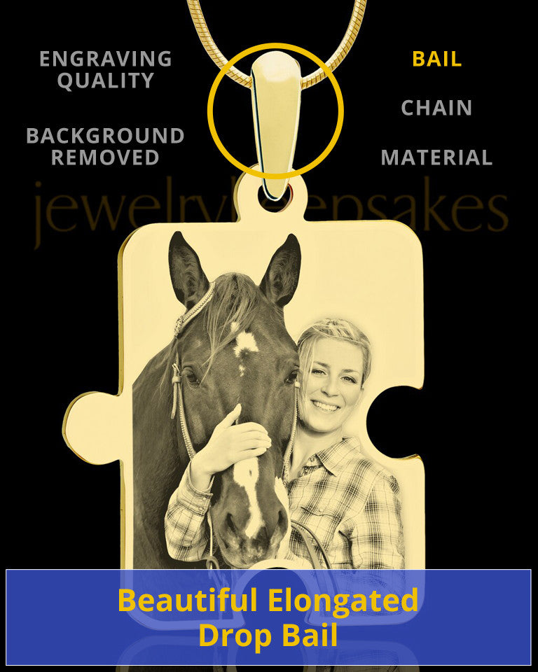 Photo Engraved Large Puzzle Pet Pendant Gold Plated