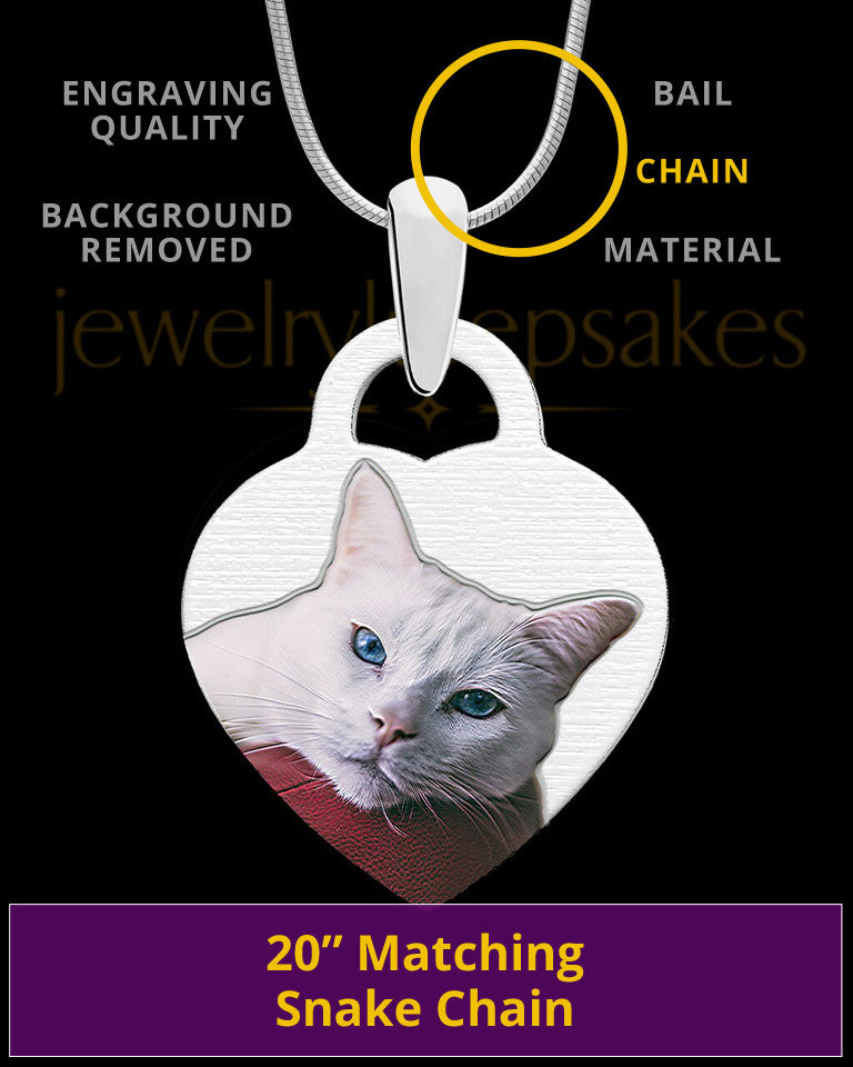 Small Heart Full Color Photo Engraved Pet Pendant Stainless