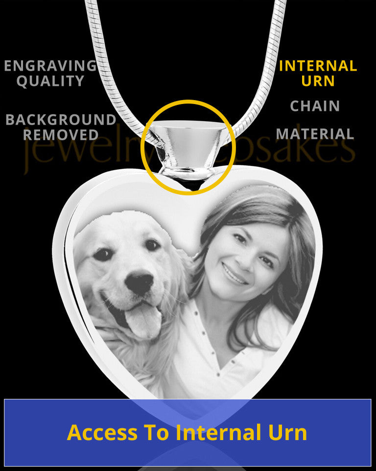 Photo Engraved Heart Stainless Cremation Pet Pendant