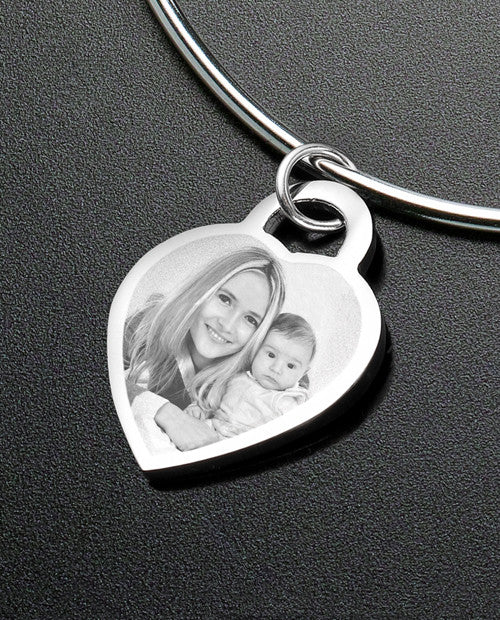 Sophisticate Small Heart Photo Engraved Bracelet