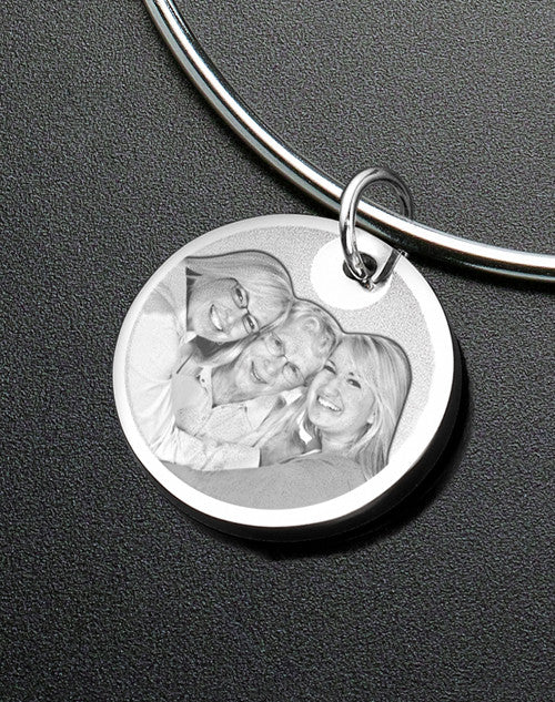 Sophisticate Round Photo Engraved Bracelet