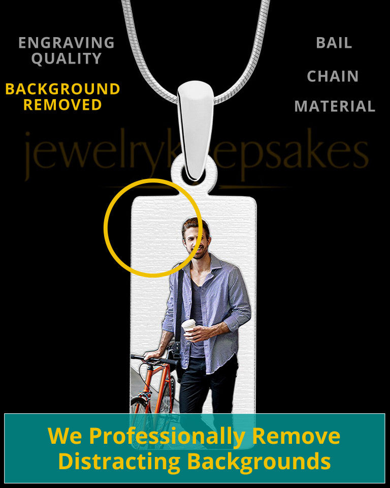 Stainless Steel Long Rectangle Full Color Photo Engraved Pendant