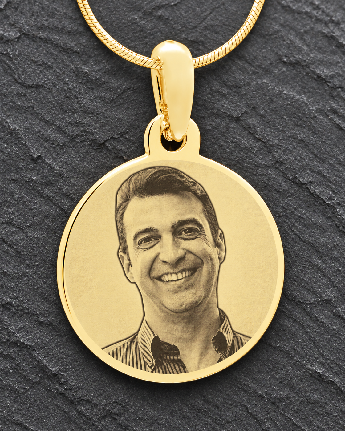Gold Plated over Stainless Photo Large Round