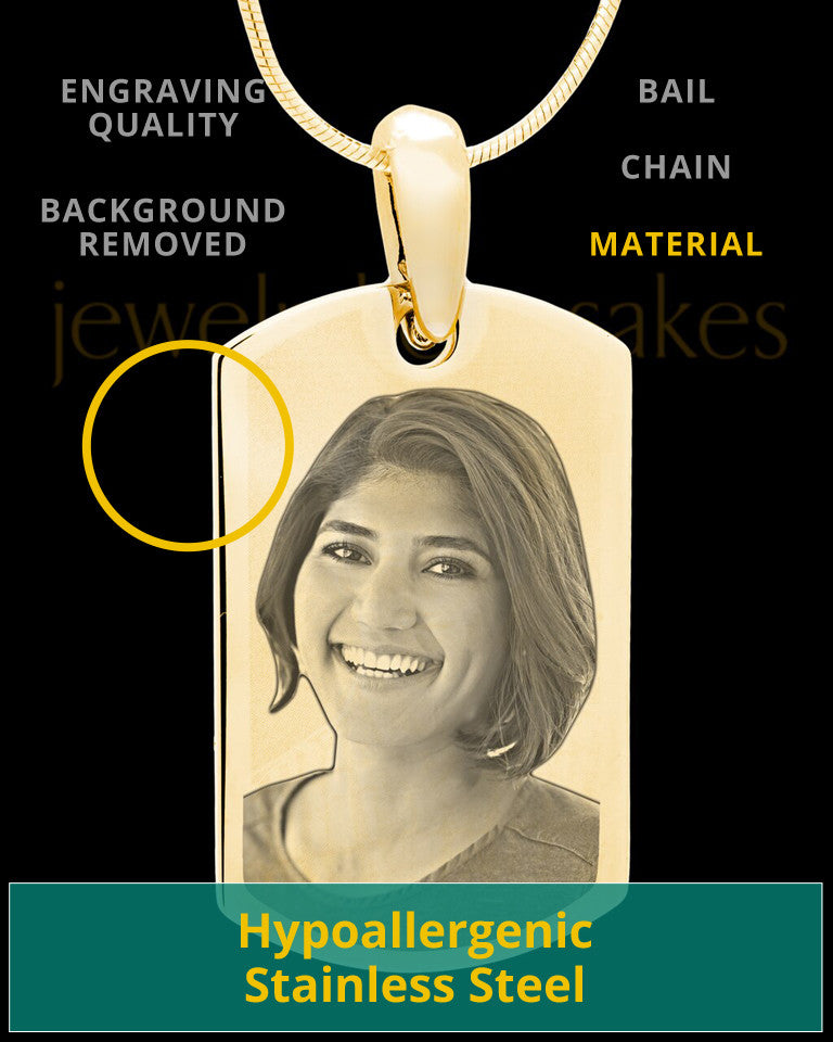 Gold Plated over Stainless Photo Small Dog Tag
