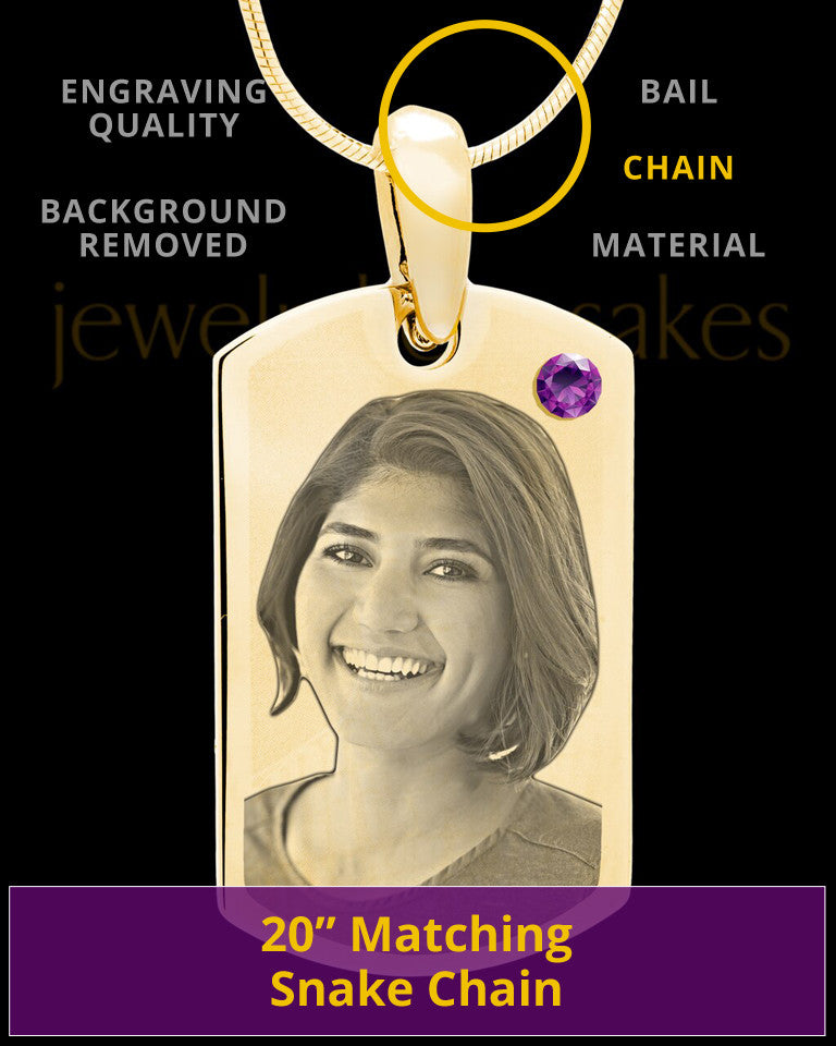 February Gold Photo Engraved Small Dog Tag