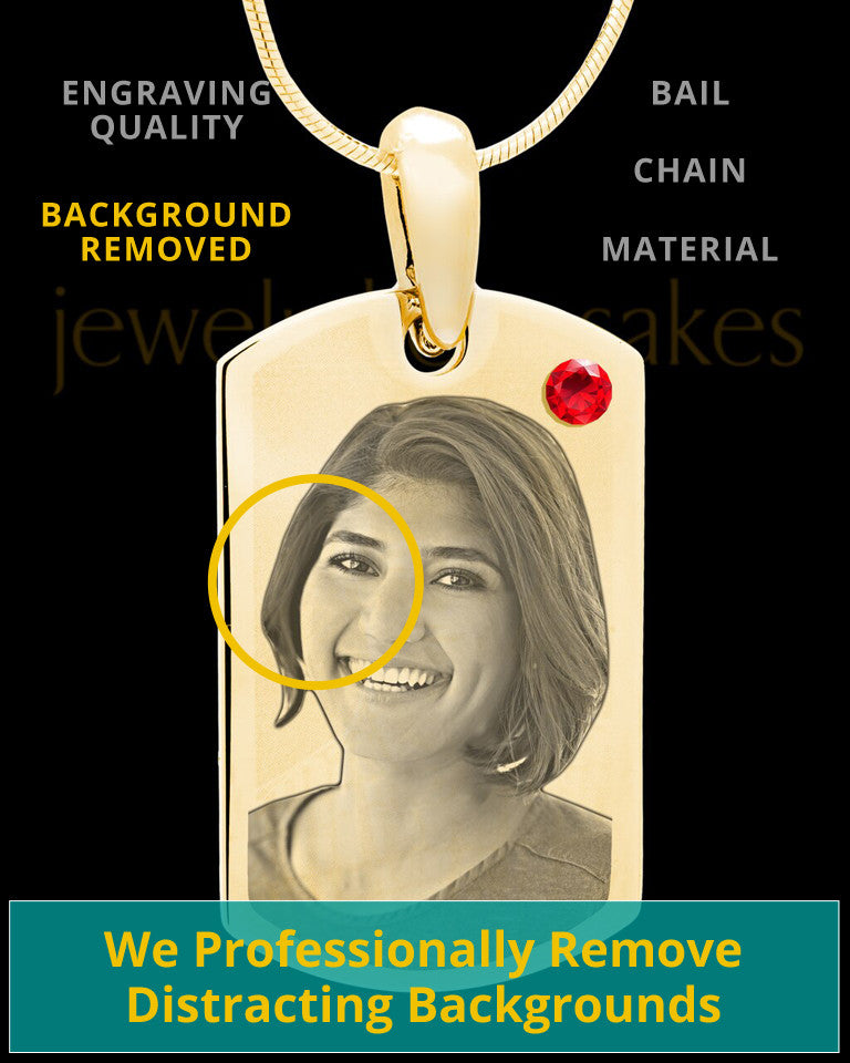 July Gold Photo Engraved Small Dog Tag