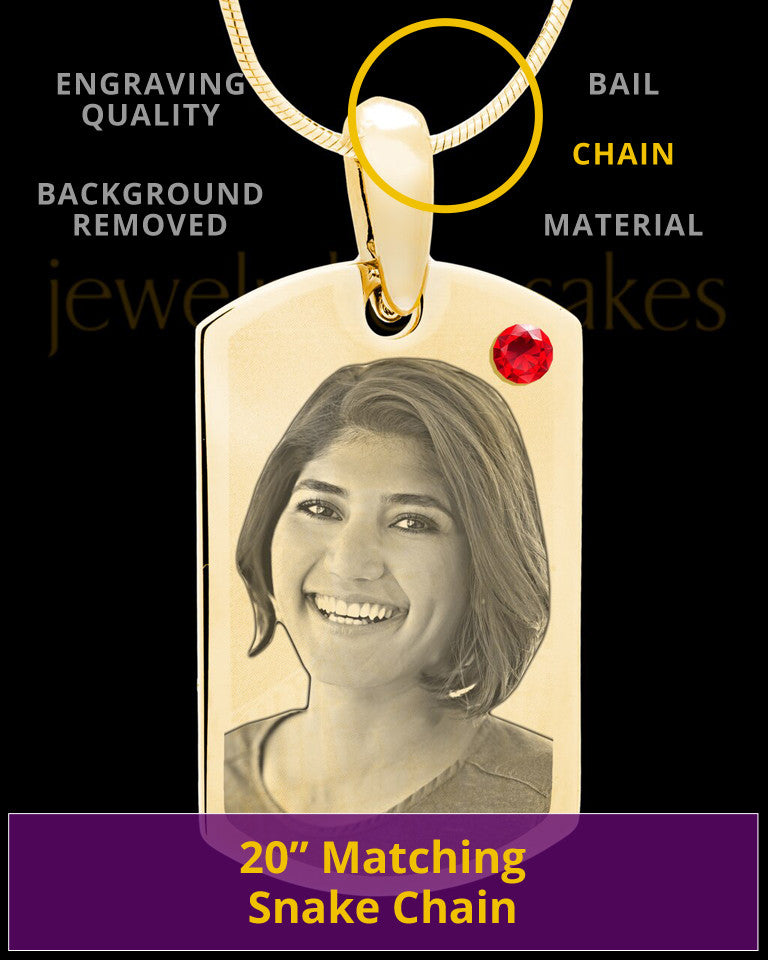 July Gold Photo Engraved Small Dog Tag