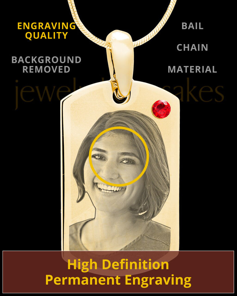 July Gold Photo Engraved Small Dog Tag
