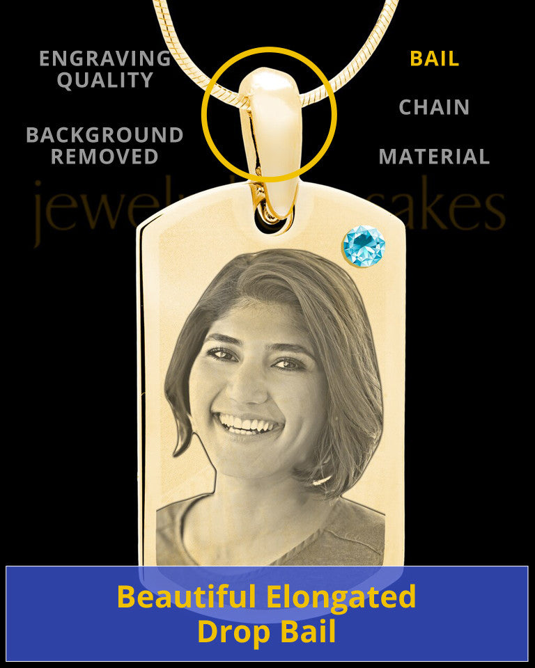 March Gold Photo Engraved Small Dog Tag