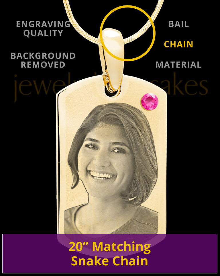 October Gold Photo Engraved Small Dog Tag