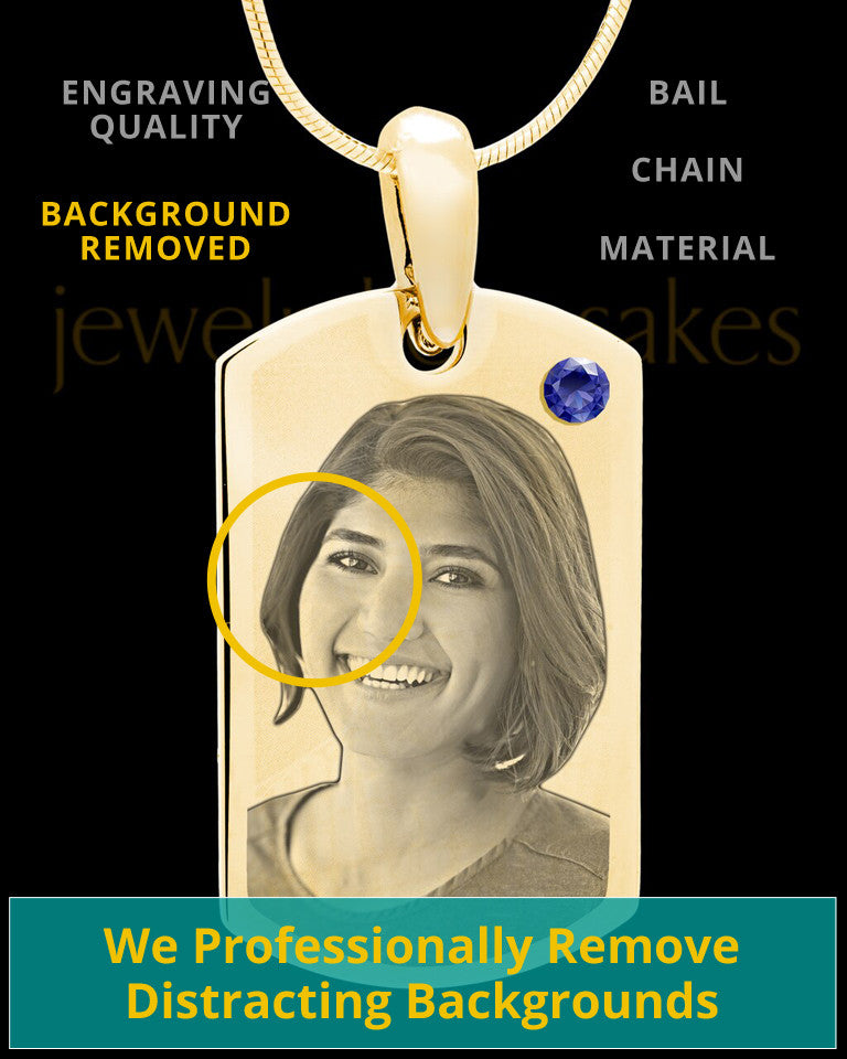 September Gold Photo Engraved Small Dog Tag