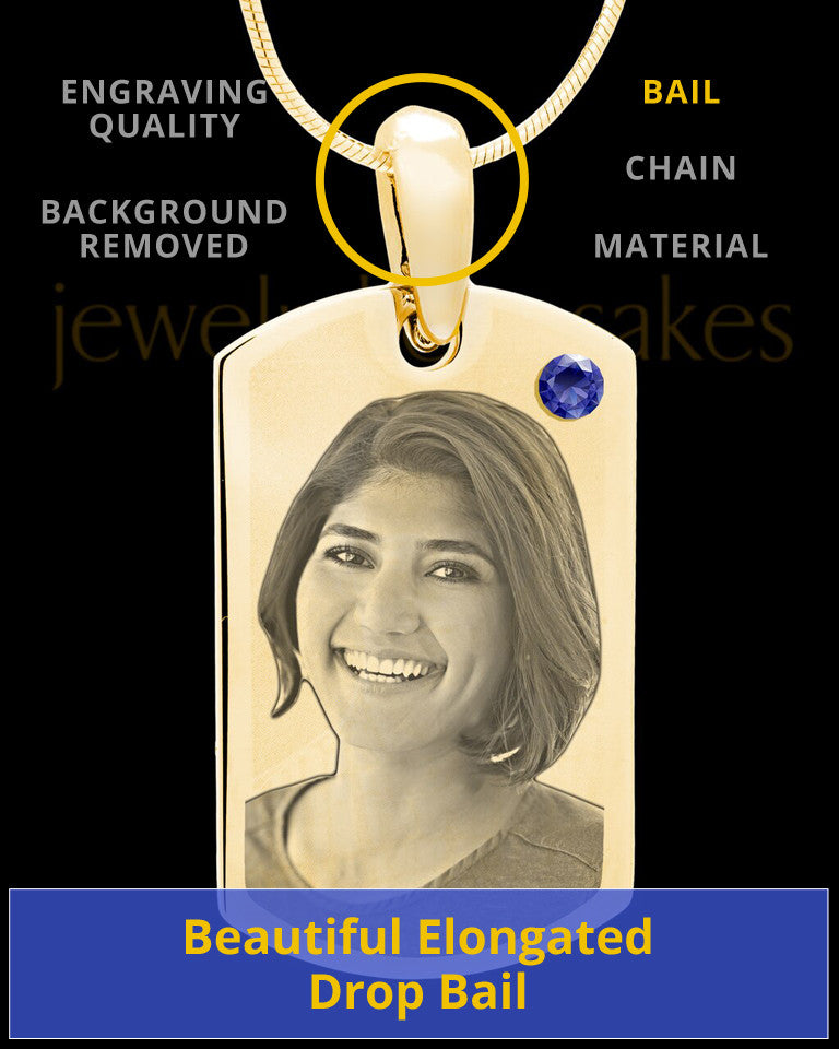 September Gold Photo Engraved Small Dog Tag