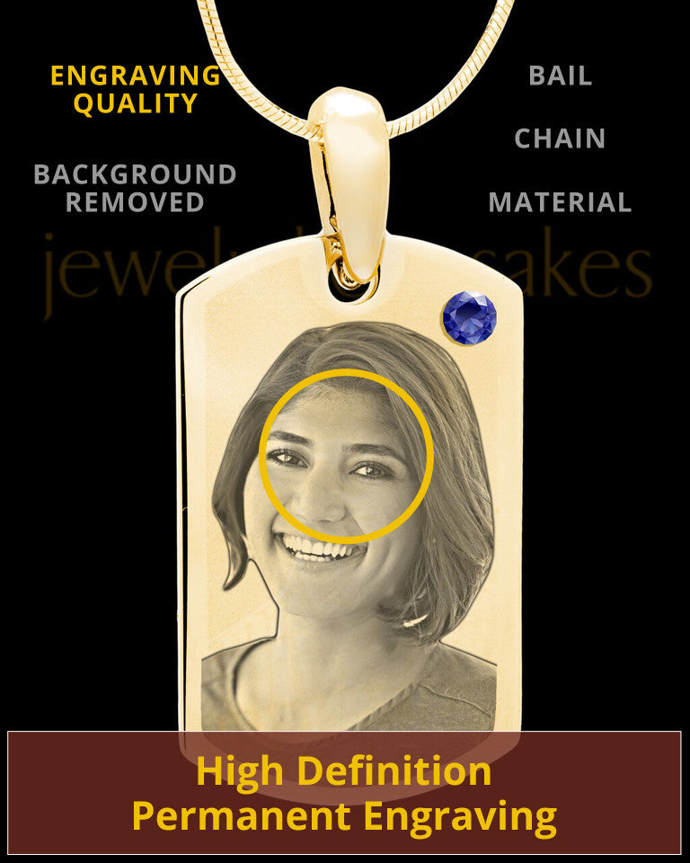 September Gold Photo Engraved Small Dog Tag