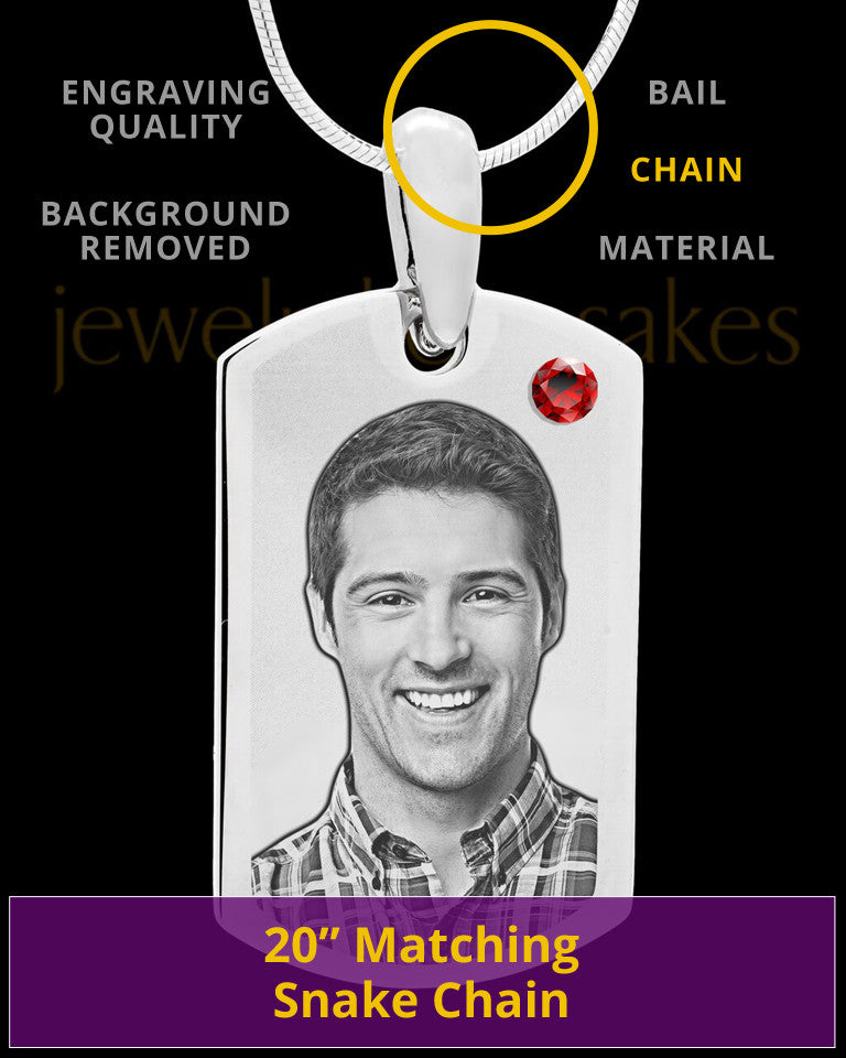 January Stainless Photo Small Dog Tag