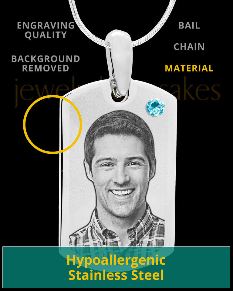 March Stainless Photo Small Dog Tag