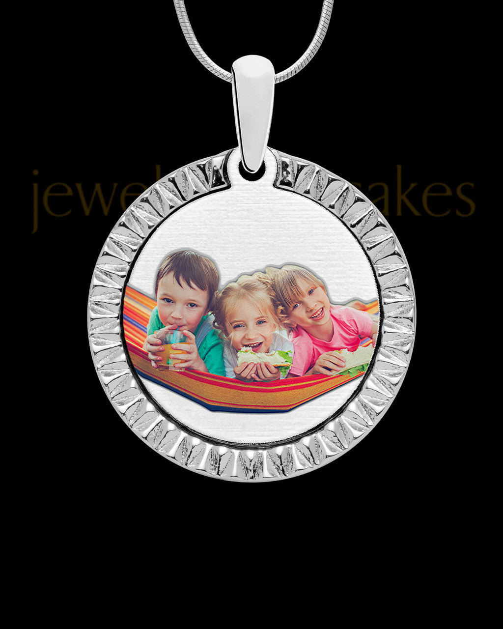 Stainless Steel Etched Circle Full Color Photo Engraved Pendant