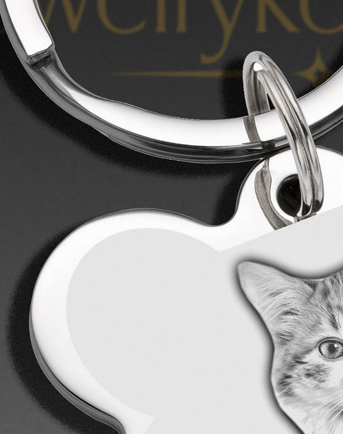 Keychain Pet Memorial Jewelry Silver Plated Bone Photo Engraved