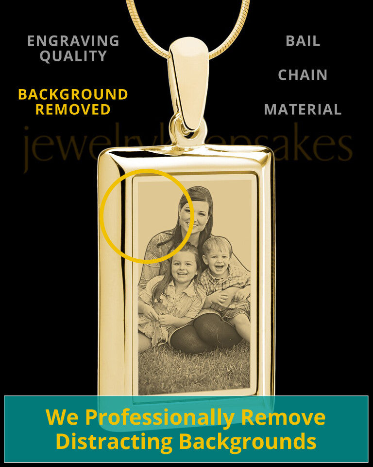Gold Framed Rectangle Photo Engraved Pendant