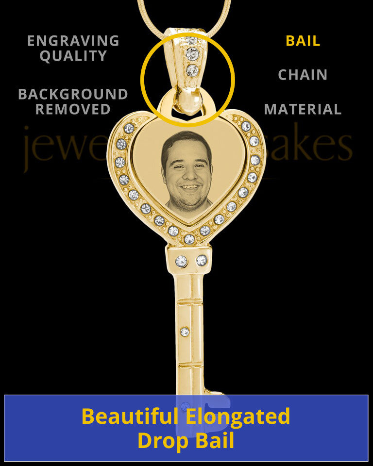 Gold Key To My Heart Photo Engraved Pendant