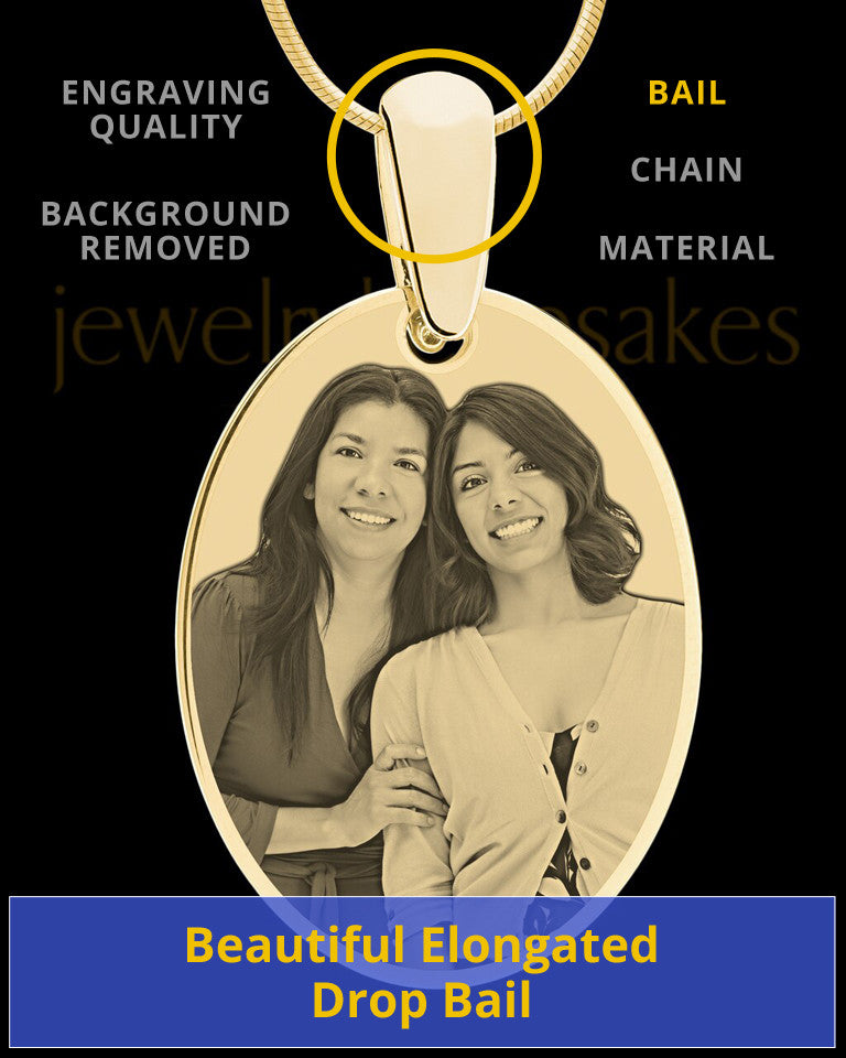 Gold Large Oval Photo Engraved Pendant