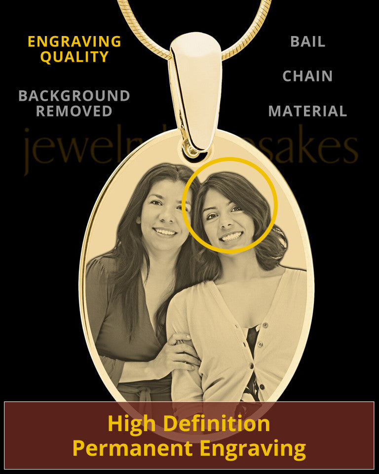 Gold Large Oval Photo Engraved Pendant