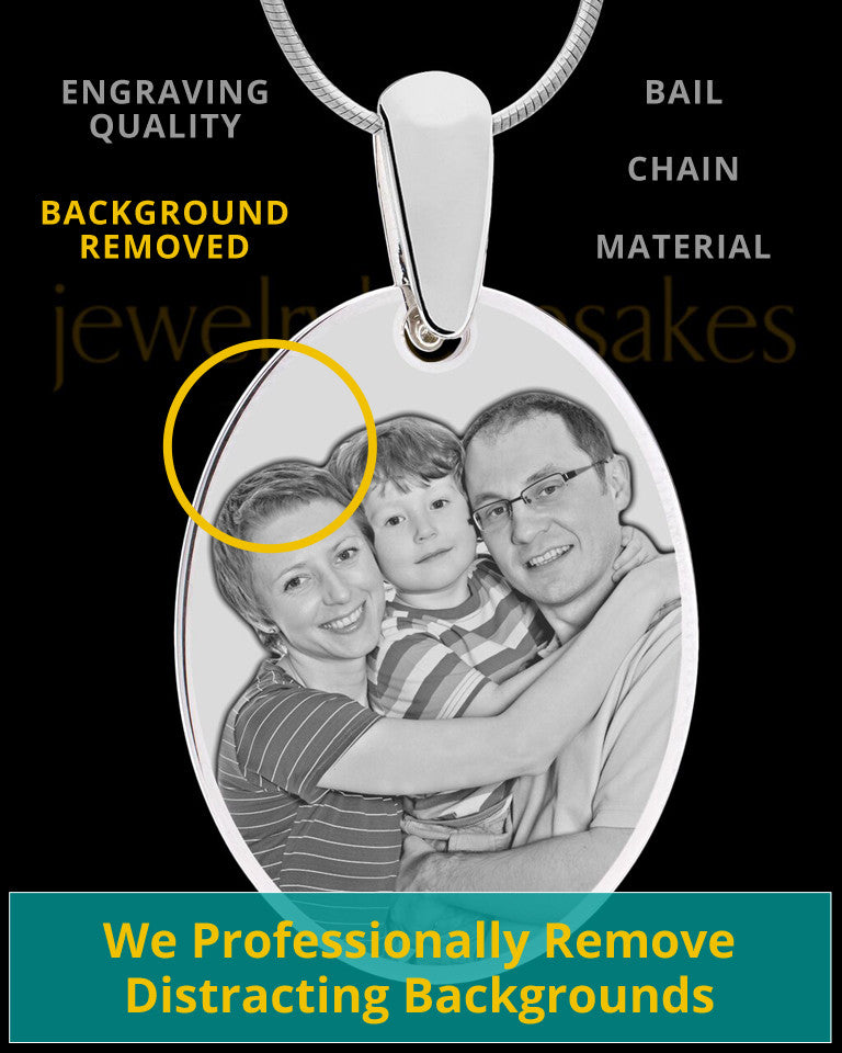Silver Large Oval Photo Engraved Pendant