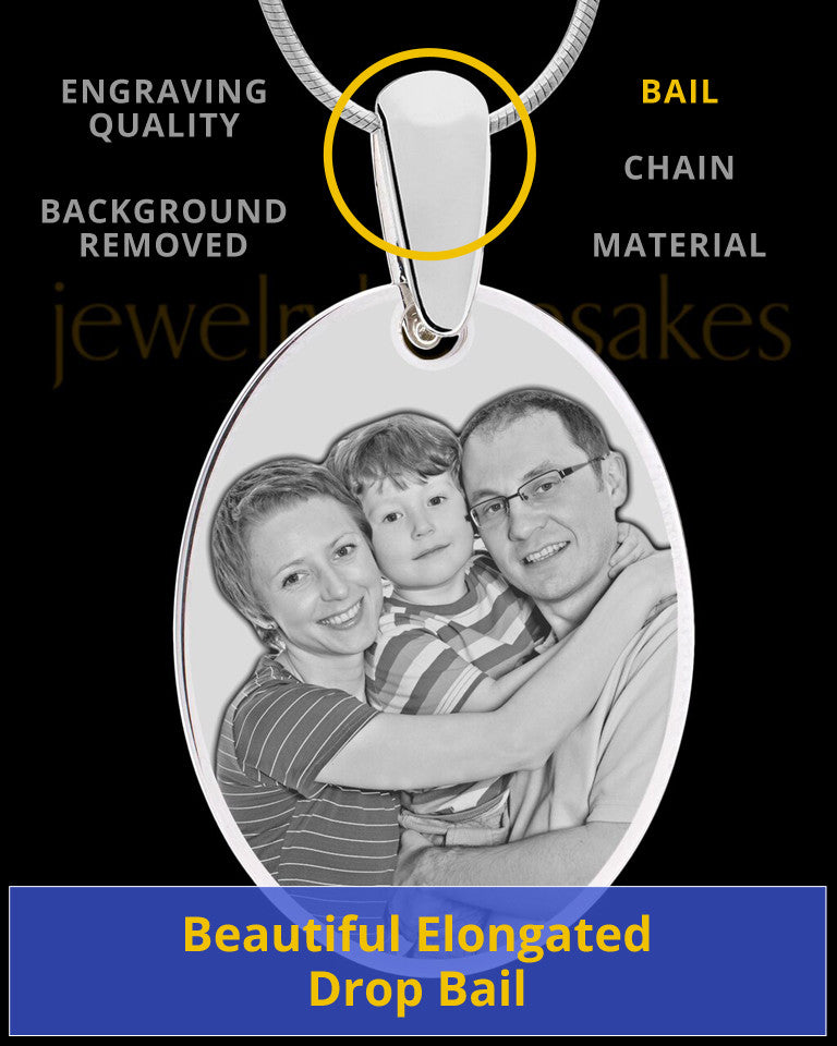 Silver Large Oval Photo Engraved Pendant