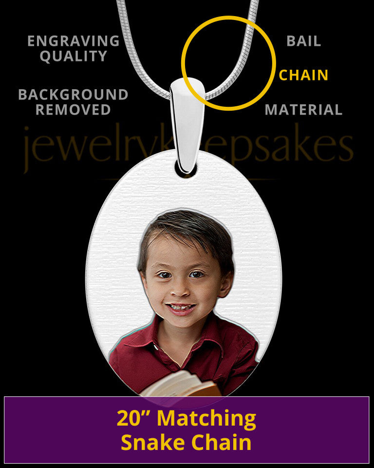 Full Color Large Oval Photo Engraved Pendant