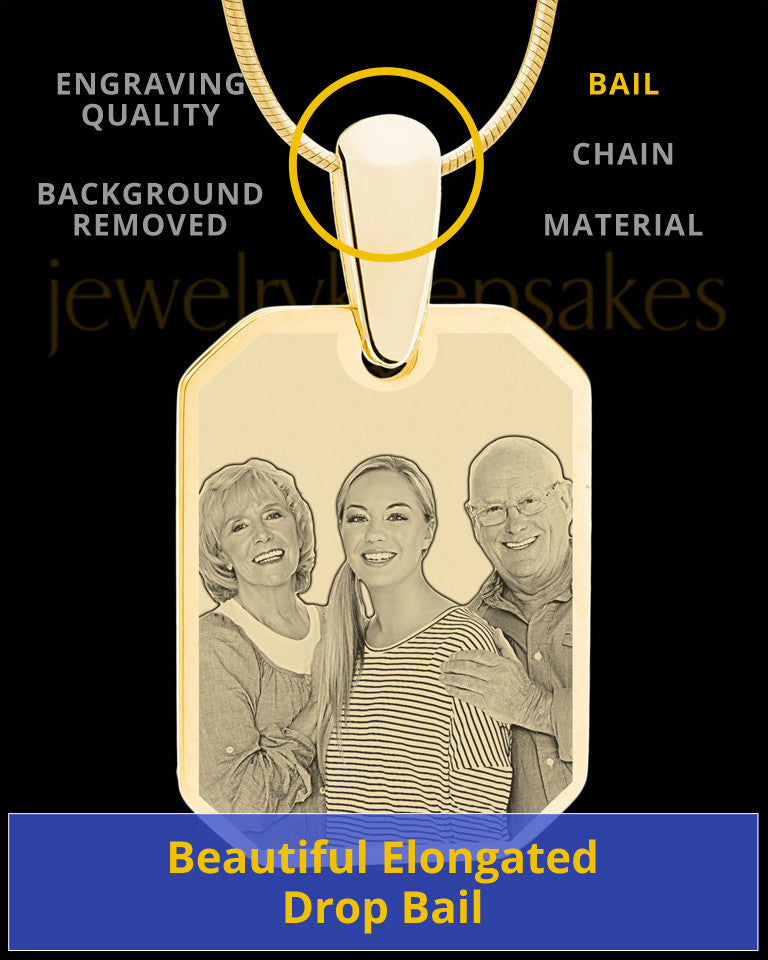 Gold Plated Octagon Photo Engraved Pendant Stainless Steel
