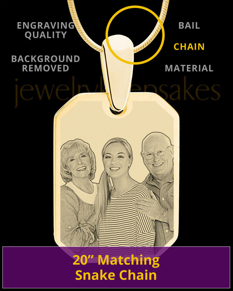 Gold Plated Octagon Photo Engraved Pendant Stainless Steel