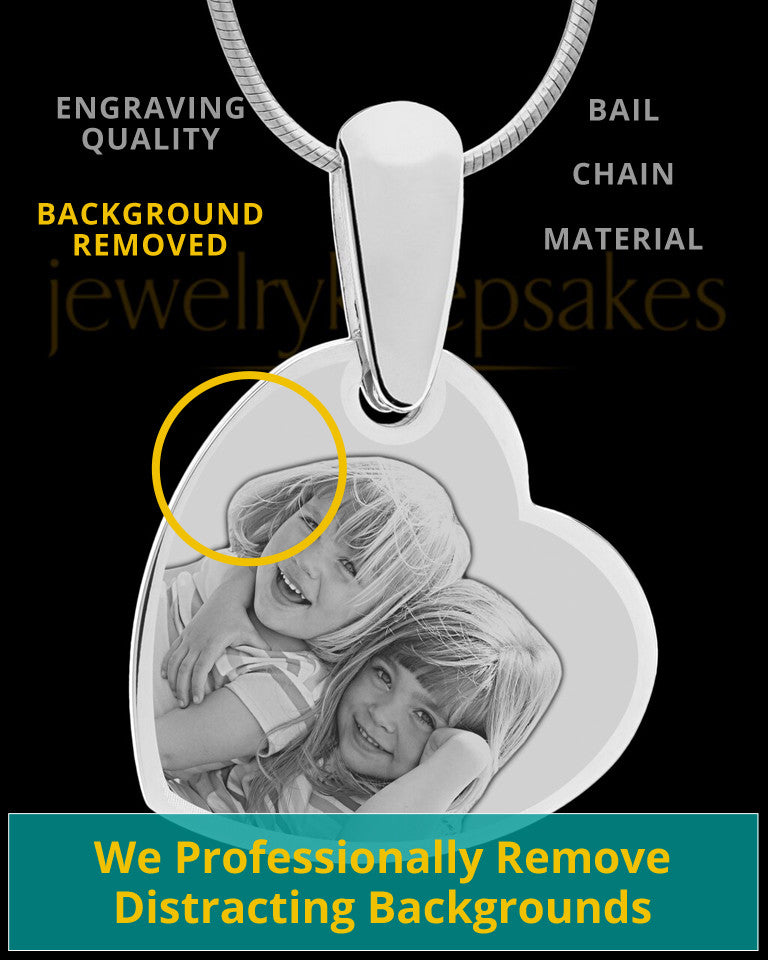 Silver Side Heart Photo Engraved Pendant