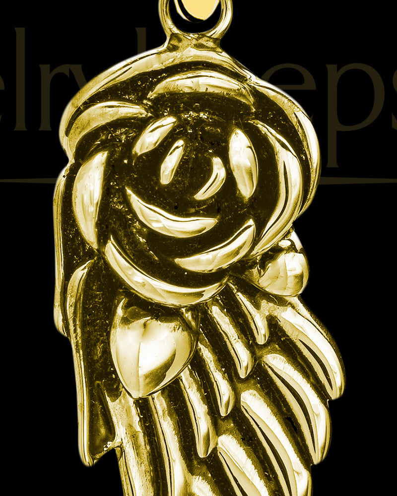 Gold Plated Flowered Wing Permanently Sealed Waterproof Jewelry