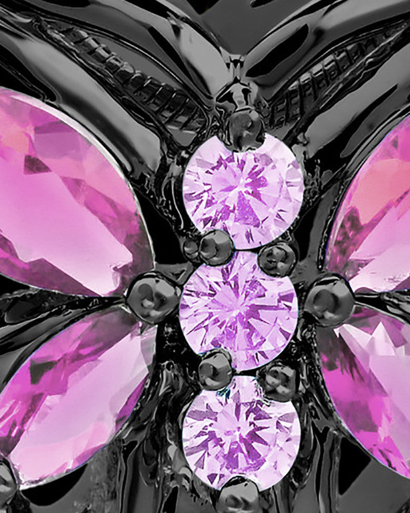 Black and Pink Bejeweled Butterfly Cremation Pendant