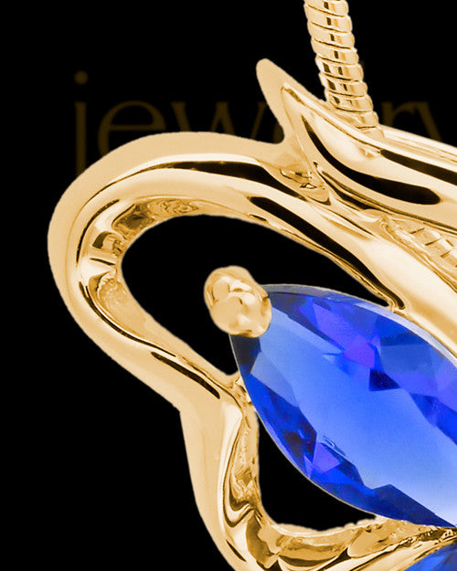 Gold Bejeweled Butterfly Cremation Pendant