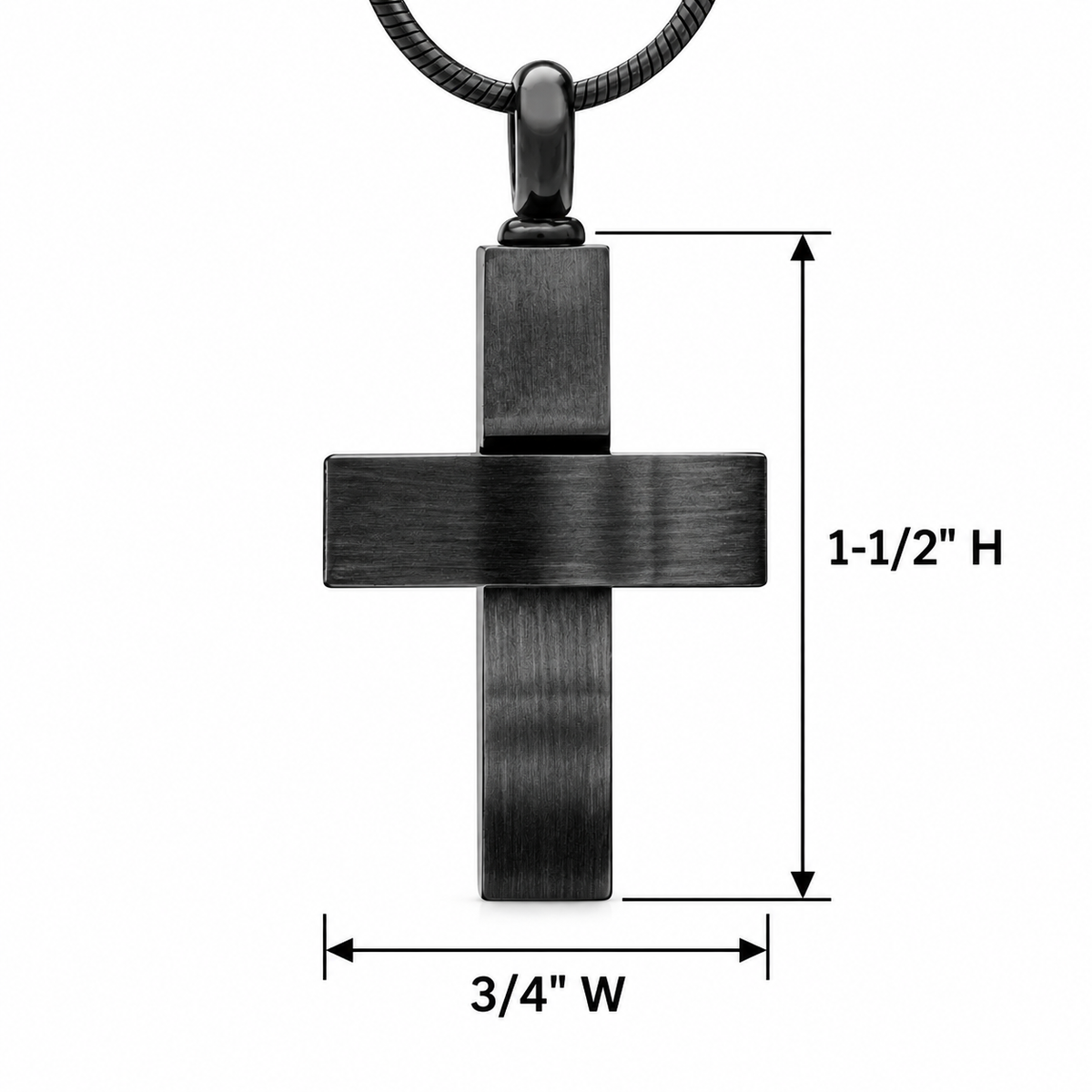 Black Finish Cross Urn Necklace For Ashes Stainless Steel