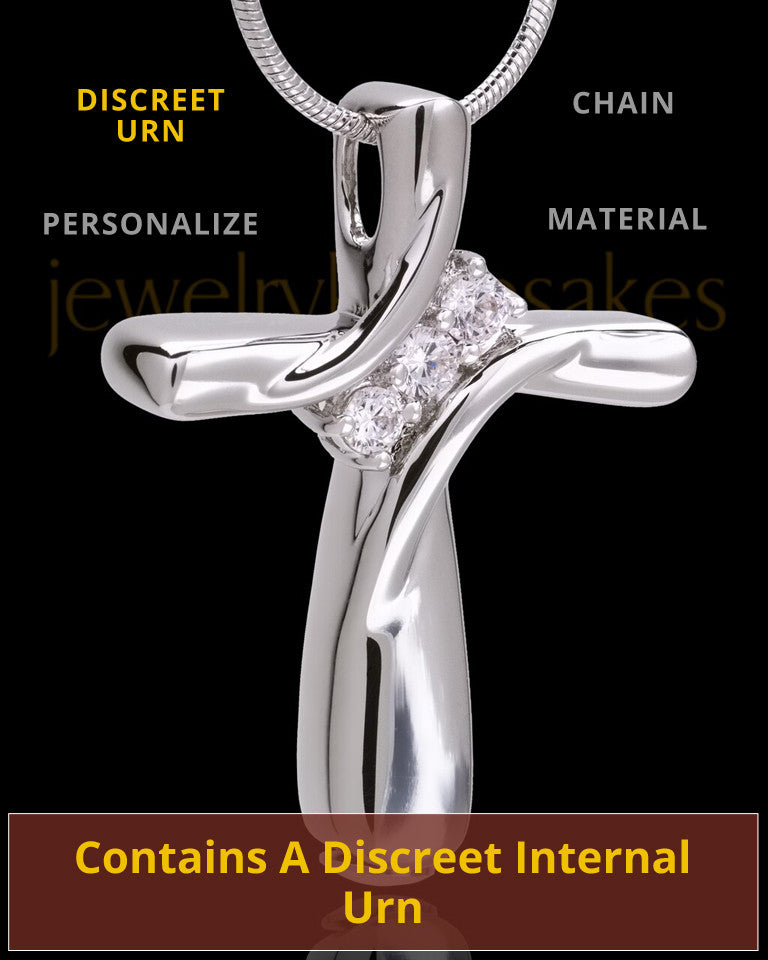Personalized Cross Cremation Pendant For Ashes Sterling Silver