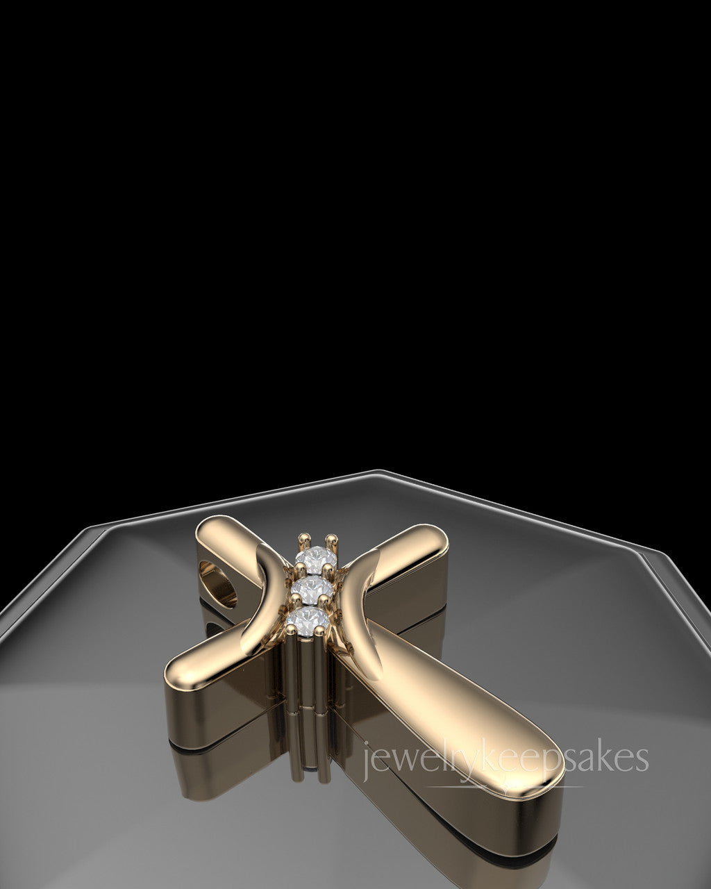 Solid 14K Gold Elegant Cross Permanently Sealed Waterproof Cremation Pendant